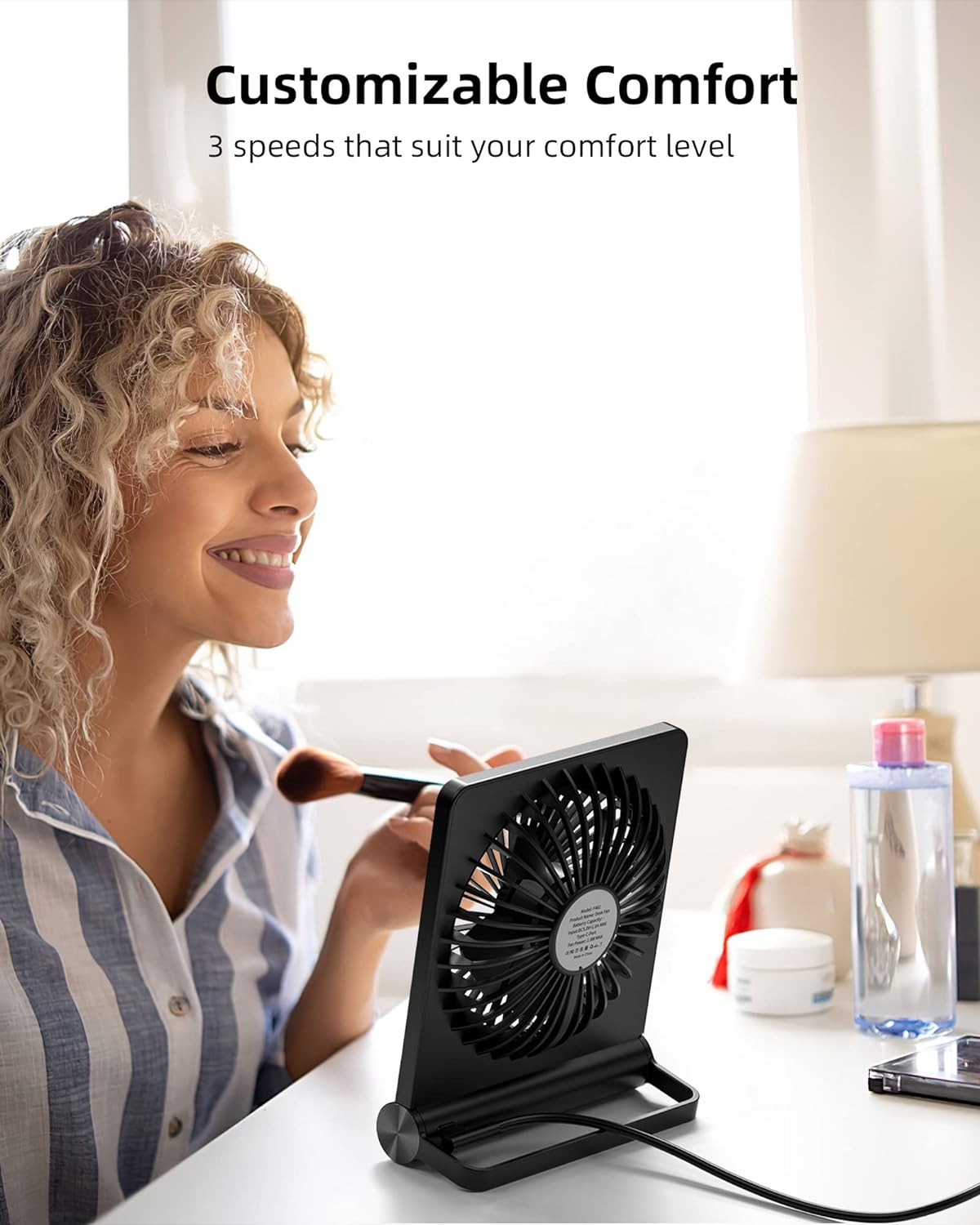 Luxora Ultra Quiet Small Desk Fan with 220 Degree Pivot