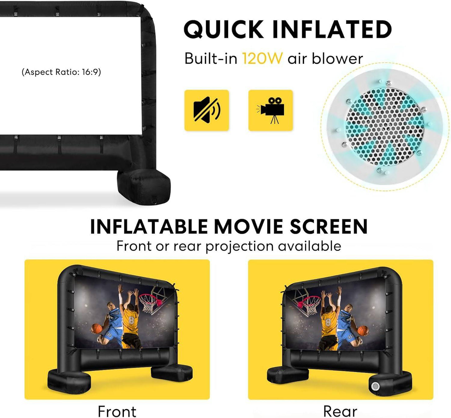 Luxora Outdoor Movie Screen And Projector 14ft Inflatable