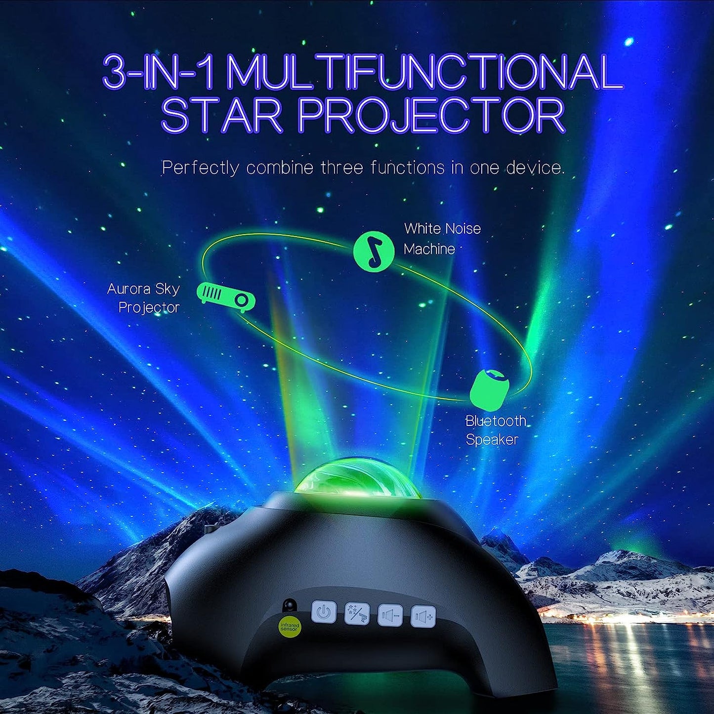 Royaleva Aurora Northern Lights Projector with Bluetooth Speaker