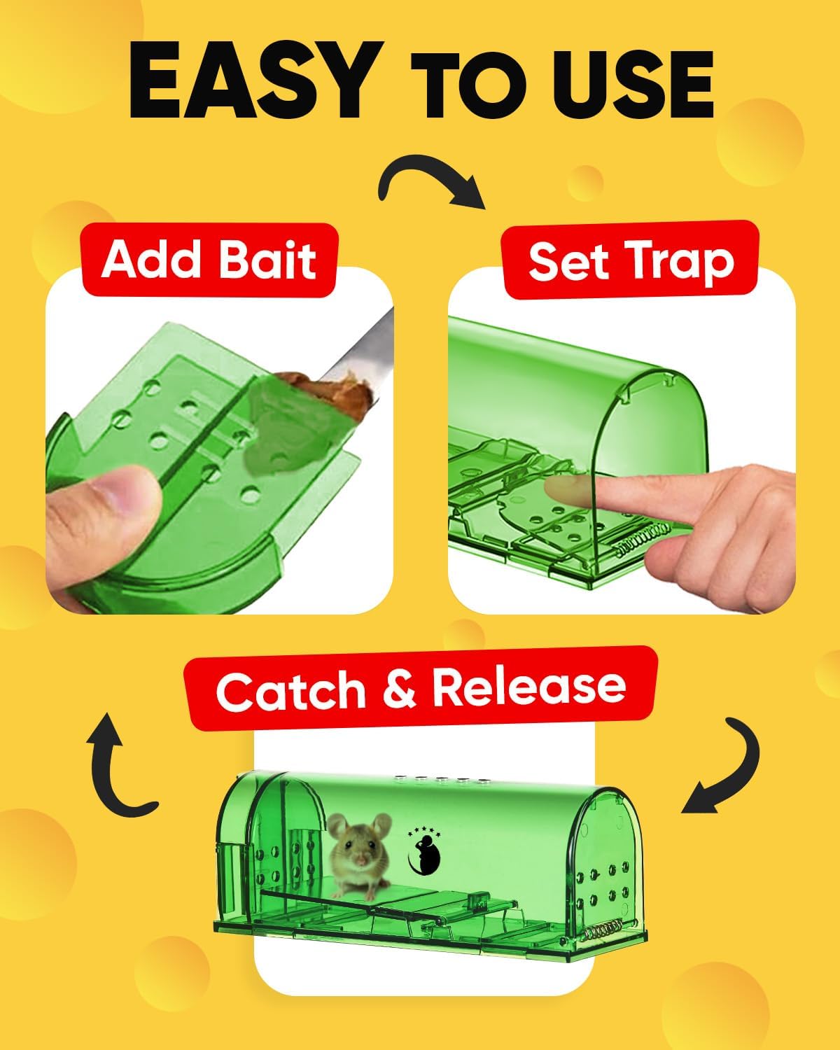 RoyaleGlow 4-Pack Mouse Trap Humane Catch & Release Traps