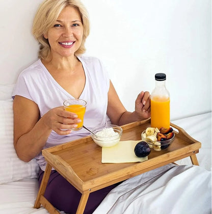 Royaleva Bed Table Tray with Folding Legs - Bamboo Design