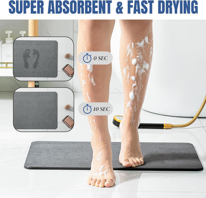 RoyaleGlow Natural Stone Bath Mat Fast Drying Non-Slip
