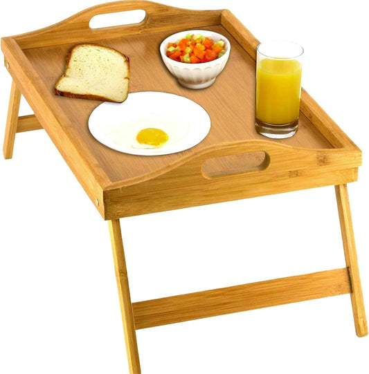 Royaleva Bed Table Tray with Folding Legs - Bamboo Design