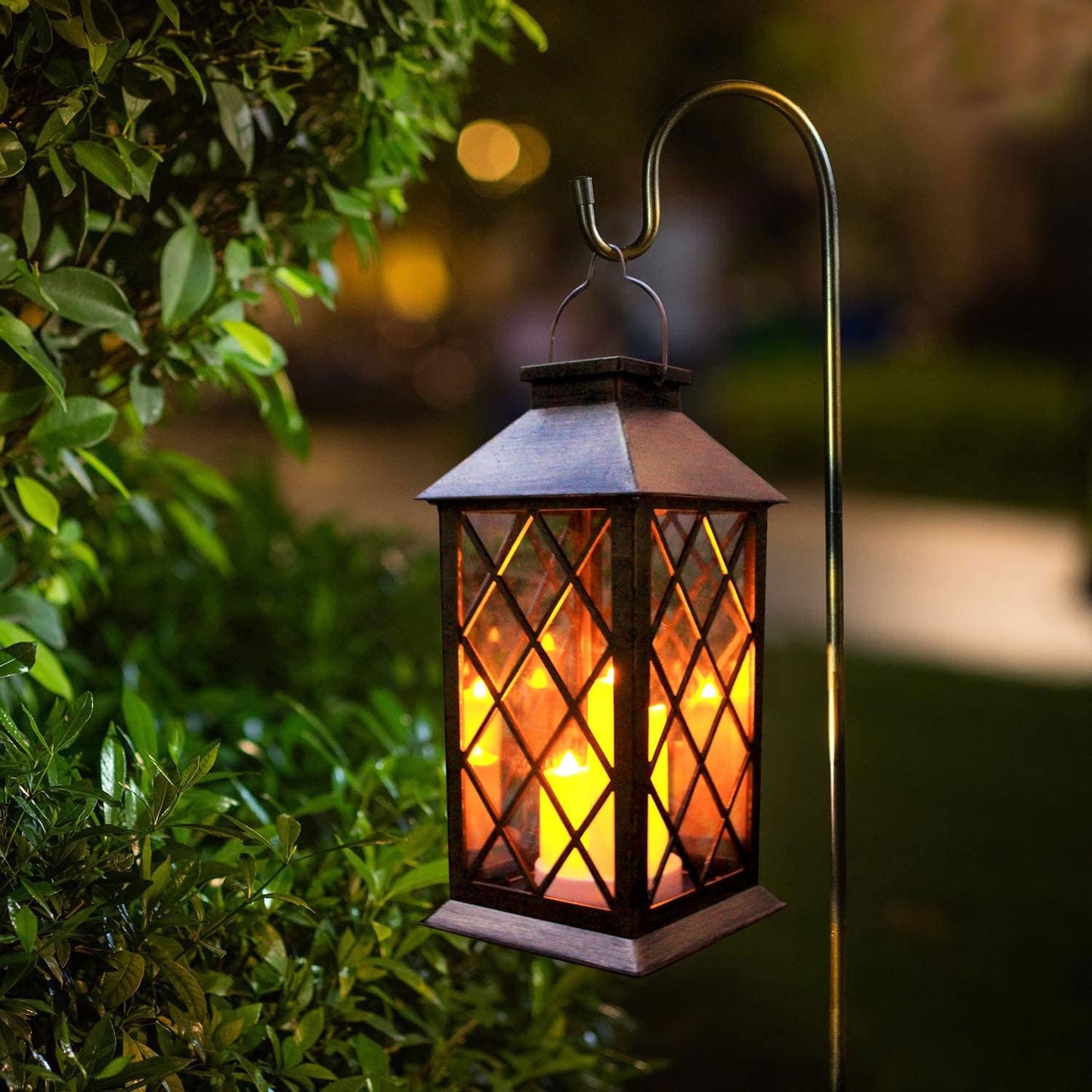 RoyaleGlow All Weather Garden Hanging Lantern - Solar Powered