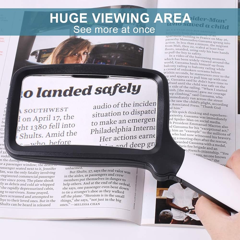 Royaleva Reading Magnifier With LED Lighting, 3x Optical Lens