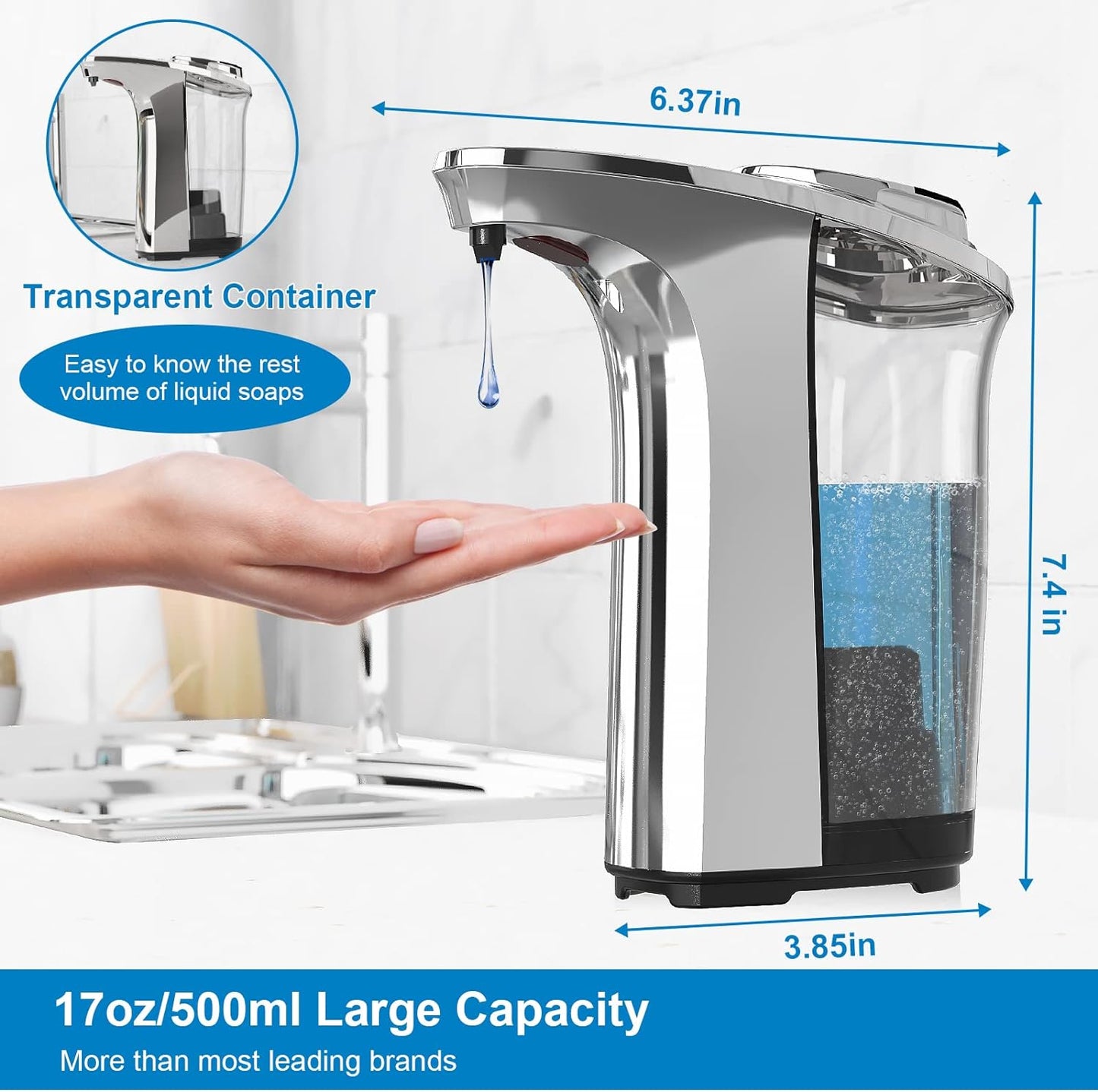 RoyaleGlow Automatic Touchless Dish Soap Dispenser For Kitchen And Bathroom