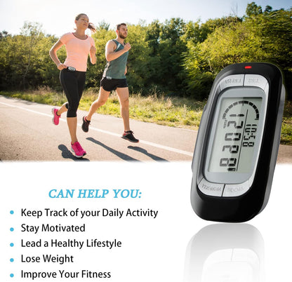 Luxora Walking 3D Pedometer with Clip and Strap Plus 30 Days Memory Accurate Step Counter