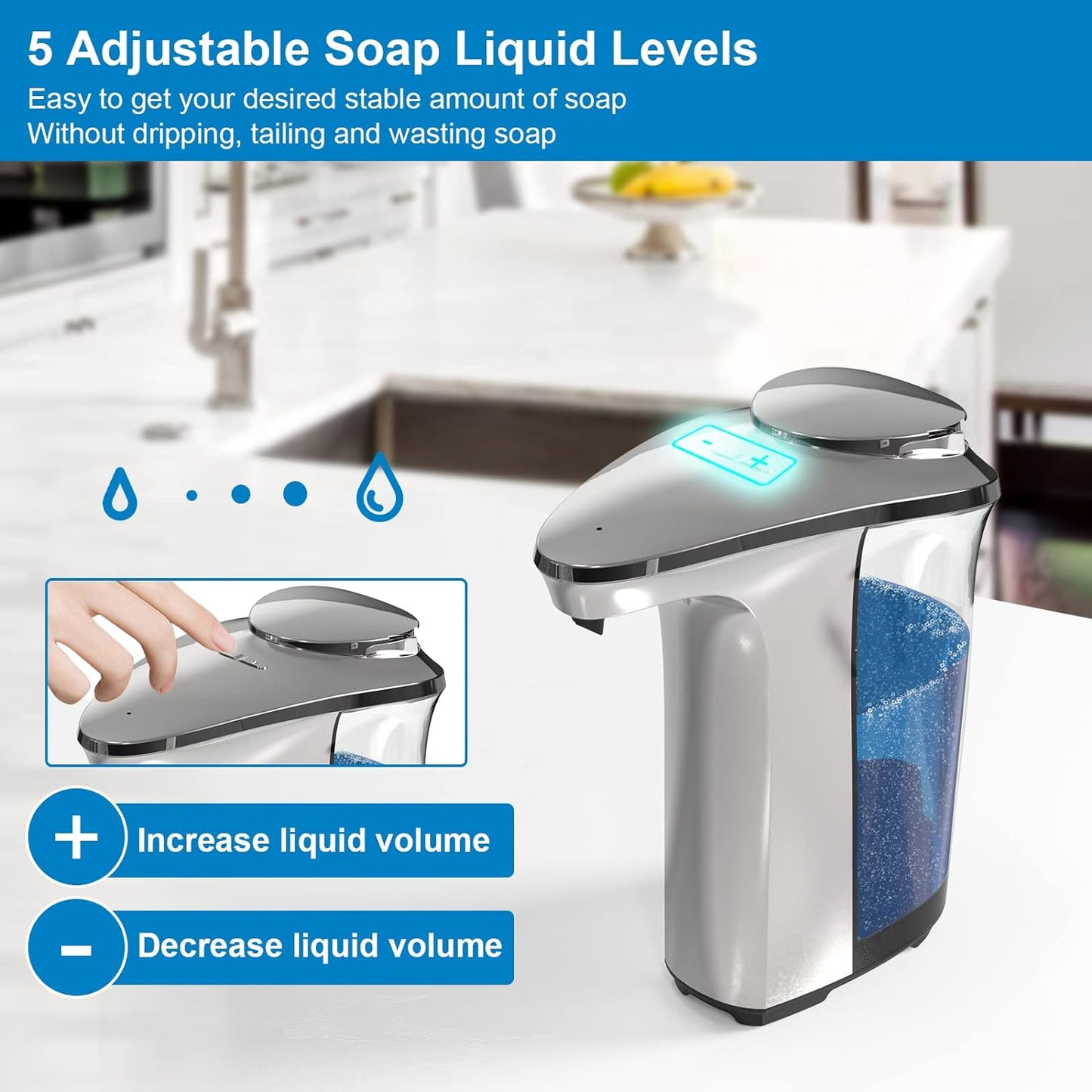 RoyaleGlow Automatic Touchless Dish Soap Dispenser For Kitchen And Bathroom