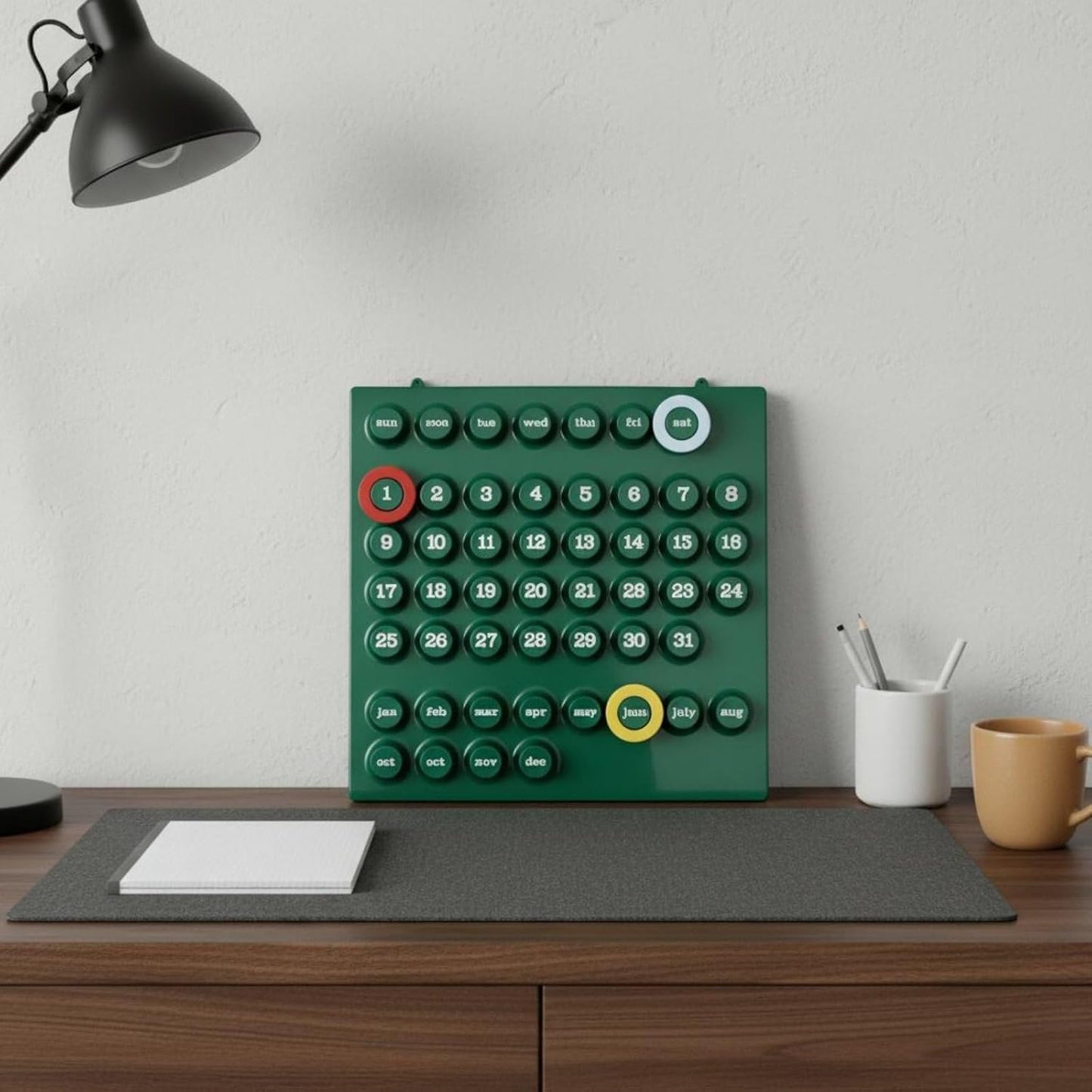 RoyaleGlow Perpetual Wall Calendar - Mid-Century Modern Reusable Date Organizer