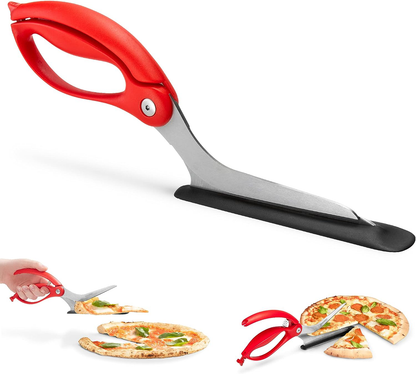 LuxRoyale Non-Stick Pizza Scissors with Protective Server