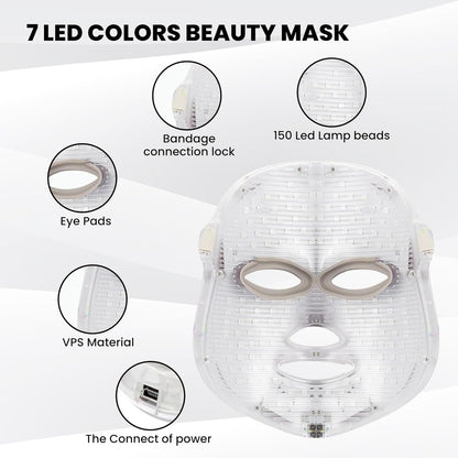RoyaleGlow Red Light Mask with 7 LED Colors for Skin Care
