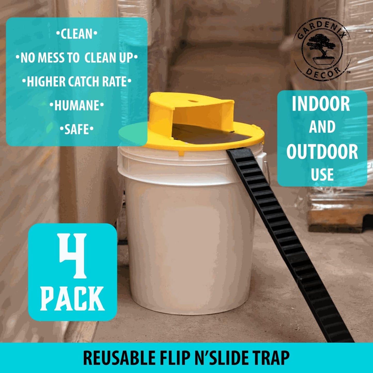 Royaleva 4-Pack Bucket Lid Mouse Trap for Easy Pest Control