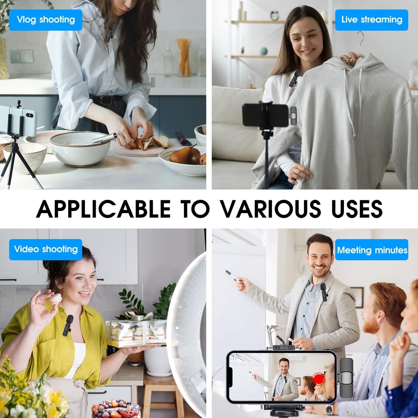 Luxora 2 Pack Wireless Microphone For Iphone Ipad