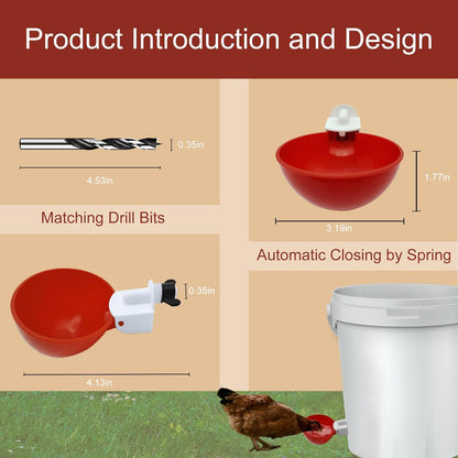Luxora 10 Pcs Chicken Waterer Automatic Refill System