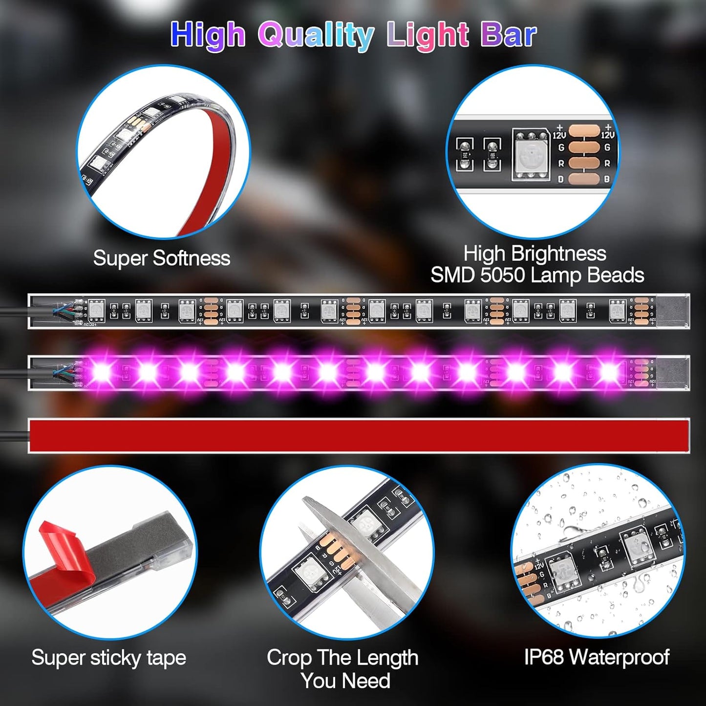 Luxora 12pcs Motorcycle Led Light Kit With Brake Light Turn Signal