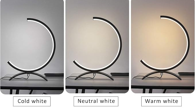Royelux Modern LED Crescent Desk Lamp - Dimmable, Eye-Care, USB-Powered Table Light