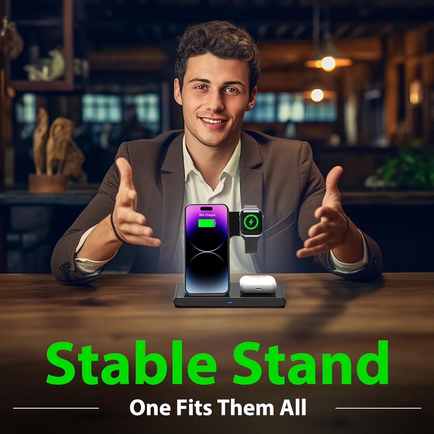 Royaleva 3 IN 1 Wireless Fast Charger Stand For iPhone Watch And AirPod
