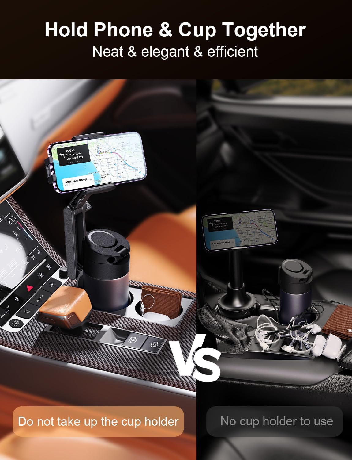 Luxora Phone Cup Holder Mount For Car - Adjustable Height