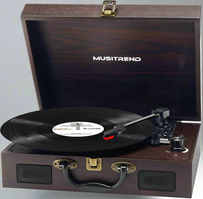RoyaleGlow Vintage Suitcase-Style Vinyl Turntable Record Player