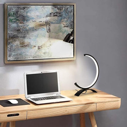 Royelux Modern LED Crescent Desk Lamp - Dimmable, Eye-Care, USB-Powered Table Light