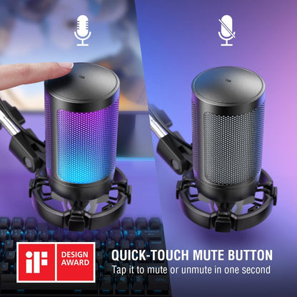 RoyaleGlow Gaming PC Microphone Podcast Condenser Mic