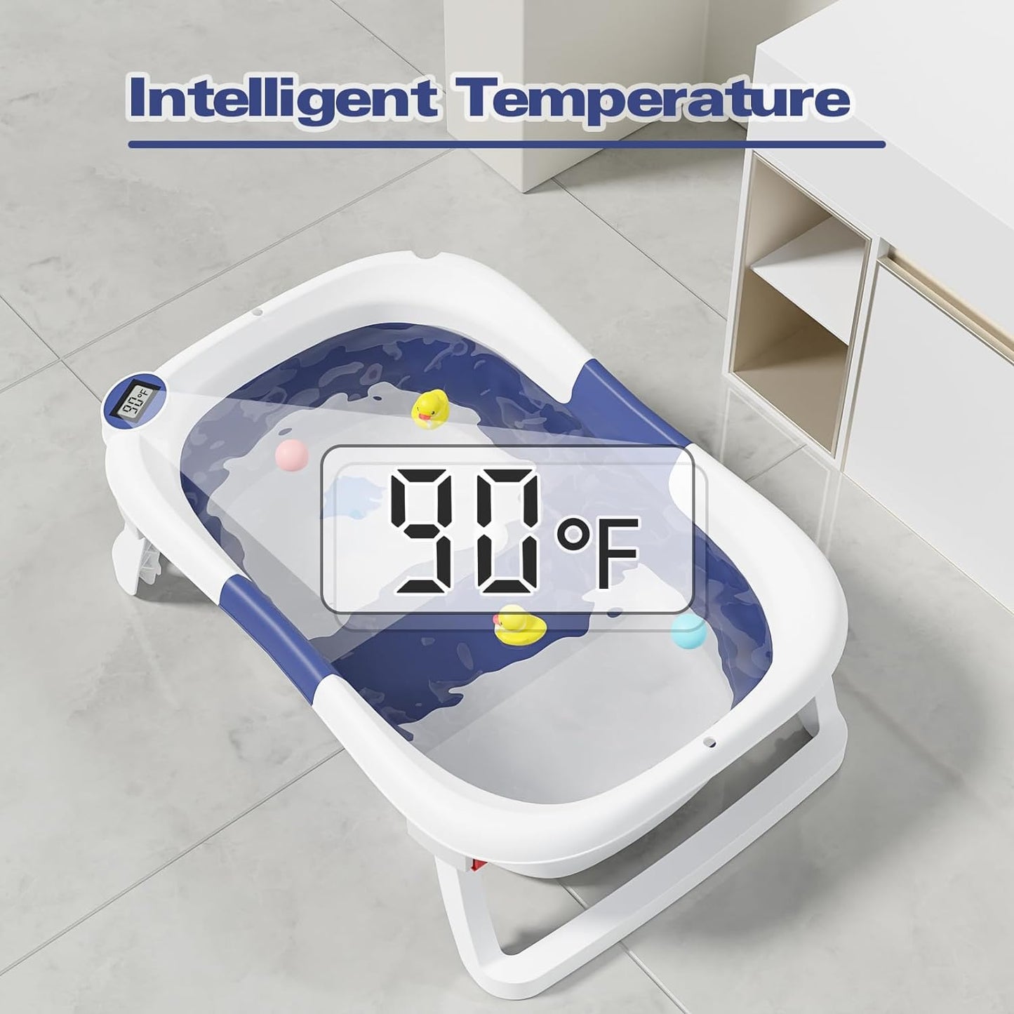 Royaleva Baby Bath Tub with Temperature Sensor and Foldable Design