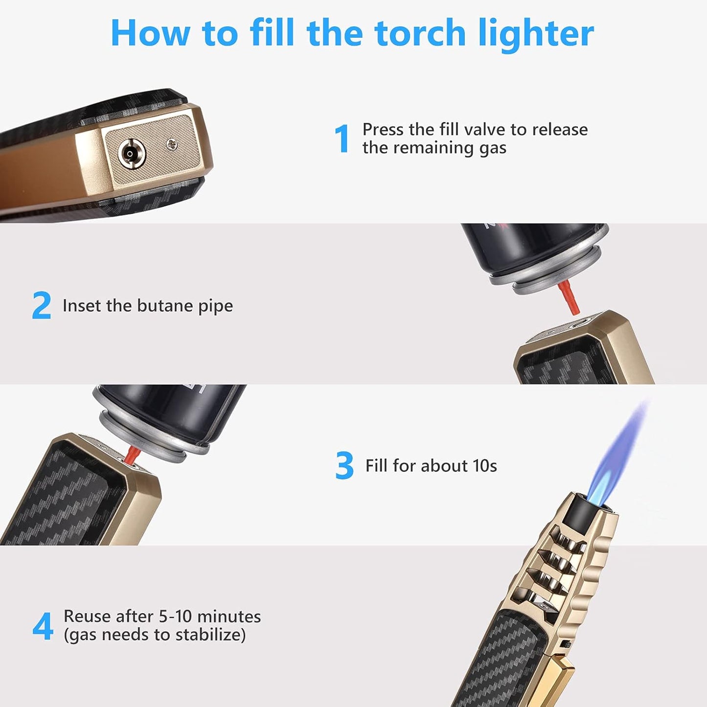 RoyaleGlow Windproof Torch Lighter with Adjustable Flame