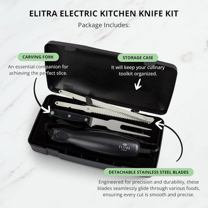 RoyaleGlow Electric Knife with Ergonomic Grip and Fork