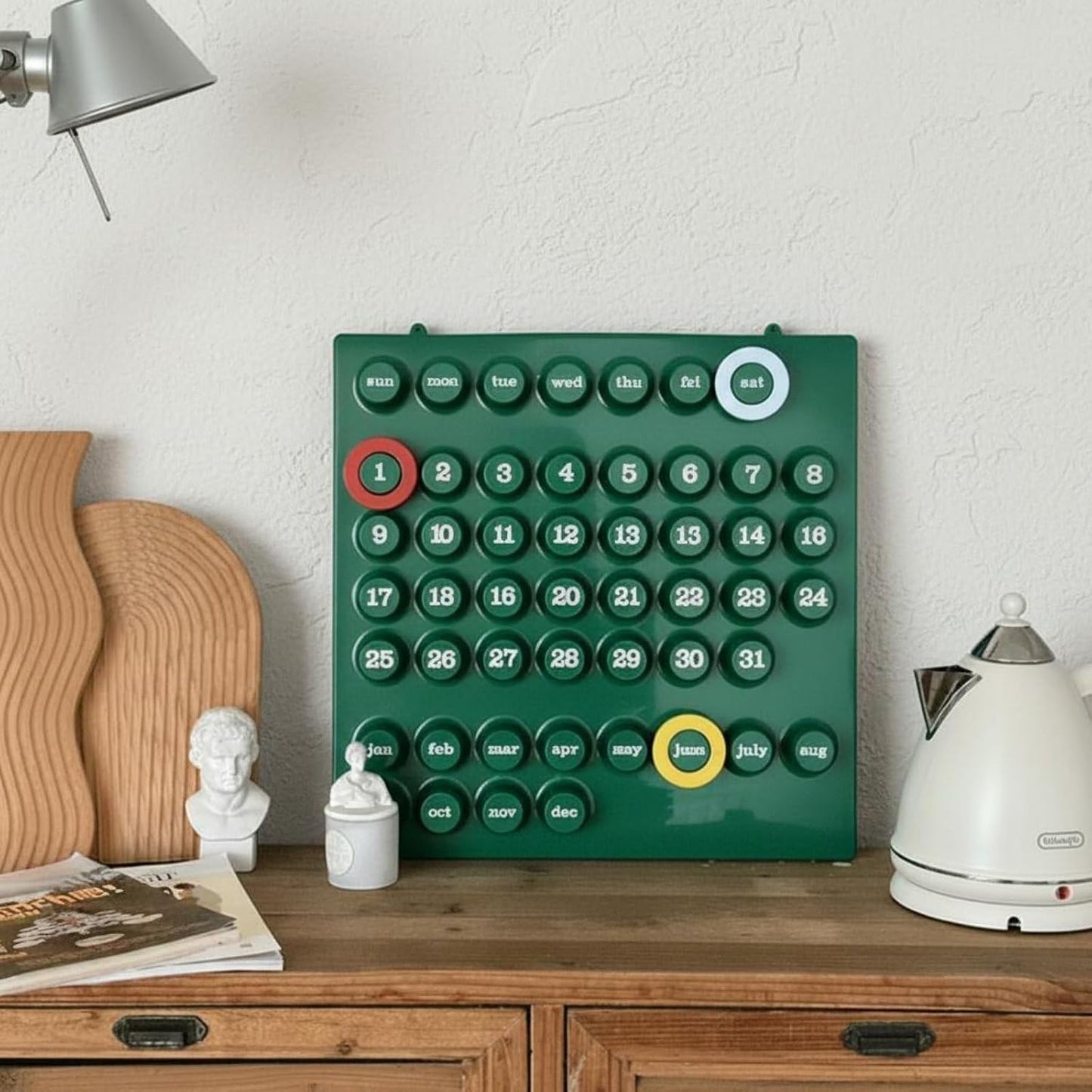 RoyaleGlow Perpetual Wall Calendar - Mid-Century Modern Reusable Date Organizer