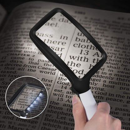 LED Reading Magnifier with 3X Optical Lens – Lightweight, Foldable Handheld Magnifying Glass for Seniors, Low Vision & Small Print Reading