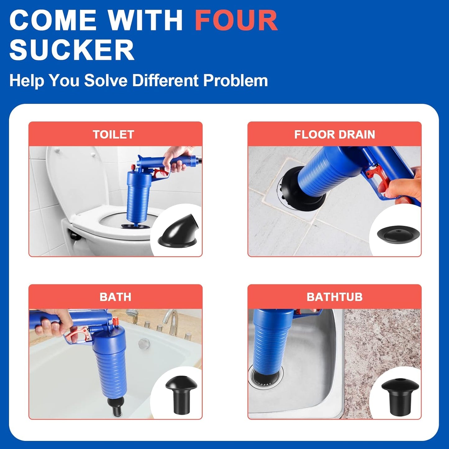 RoyaleGlow Drain Blaster Air Toilet Sink Plunger Gun Drain Clog Remover Tool
