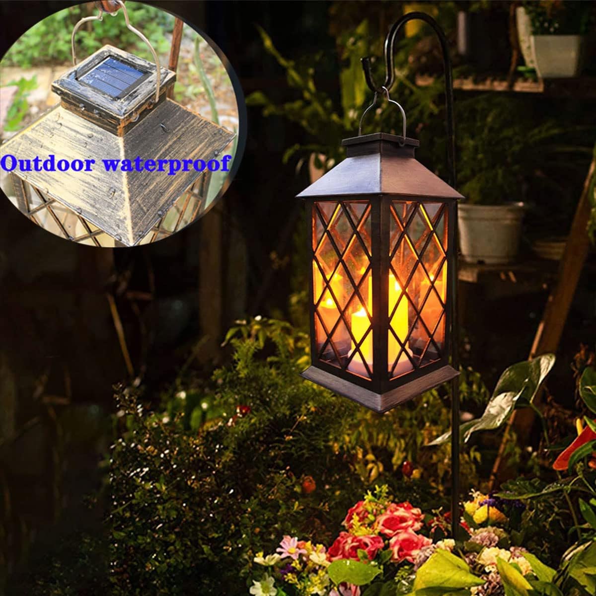 RoyaleGlow All Weather Garden Hanging Lantern - Solar Powered