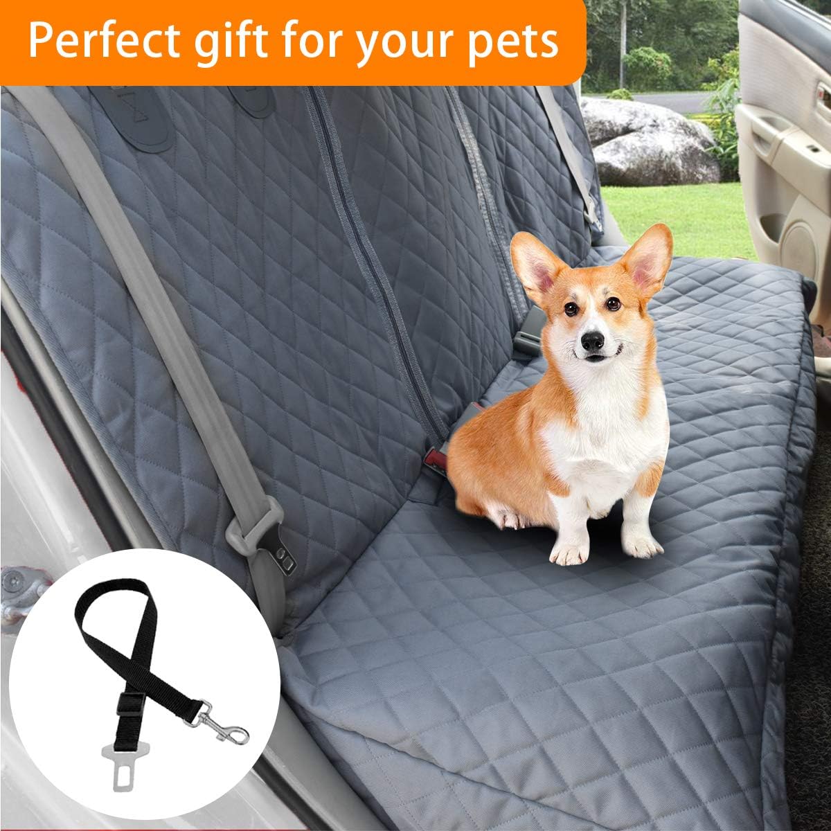 Luxora Waterproof Dog Car Seat Cover - Hammock Style Non-Slip Back Seat Protector
