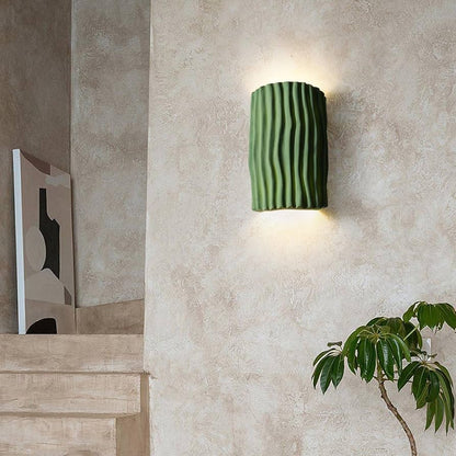 LuxRoyale Pleated Resin Wall Lamp Sconce With Soft Ambient Glow Textured Wave Pattern