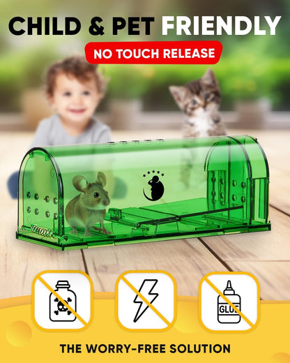 RoyaleGlow 4-Pack Mouse Trap Humane Catch & Release Traps