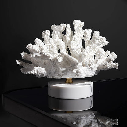 RoyaleGlow Coastal Coral Sculpture with Marble Base - Ocean-Inspired Resin Decor