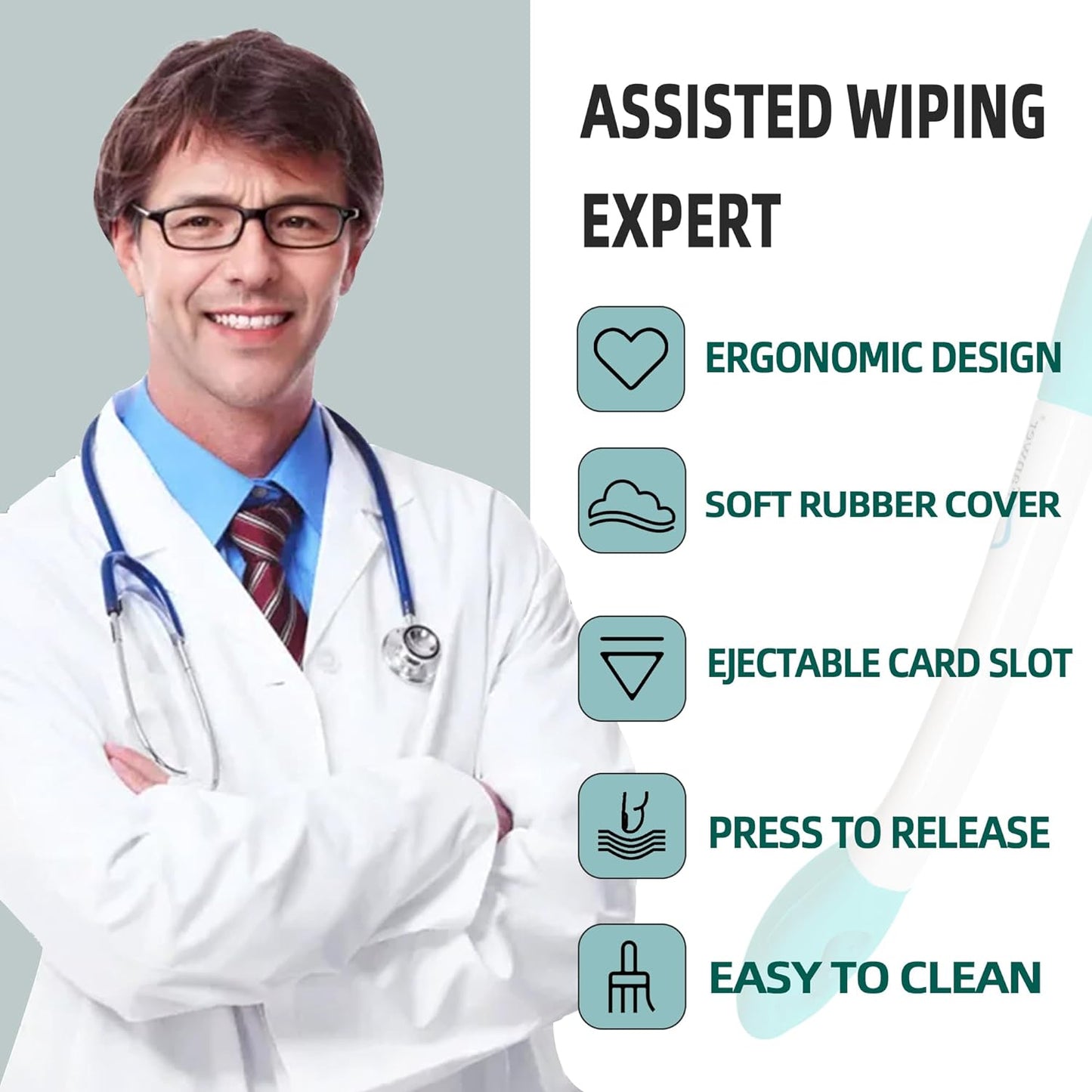 Royaleva 2pcs Toilet Aid For Wiping Long Reach Comfort Butt Wiper Tools