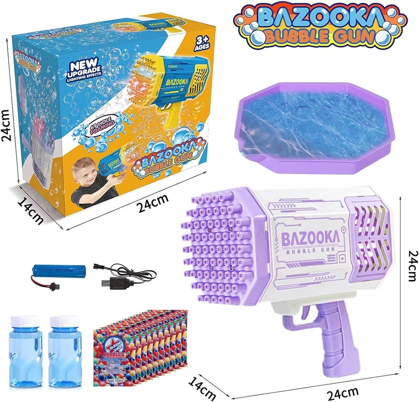 RoyaleGlow Bubble Gun Blaster Toy with LED Lights