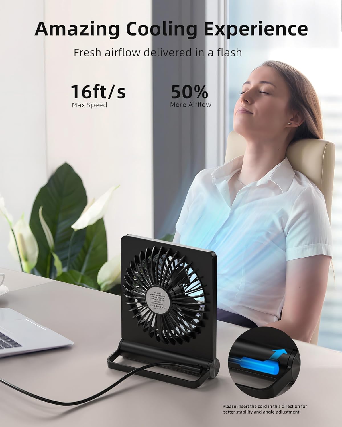 Luxora Ultra Quiet Small Desk Fan with 220 Degree Pivot