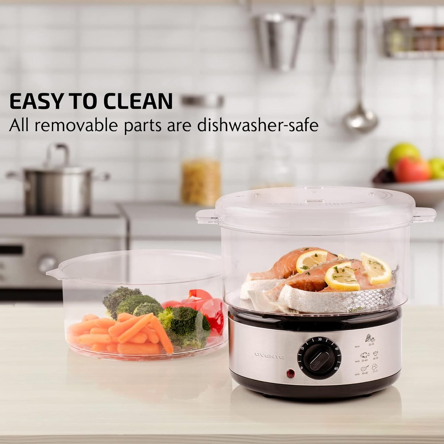 RoyaleGlow Electric Vegetable Steamer 13.7 Quart Capacity