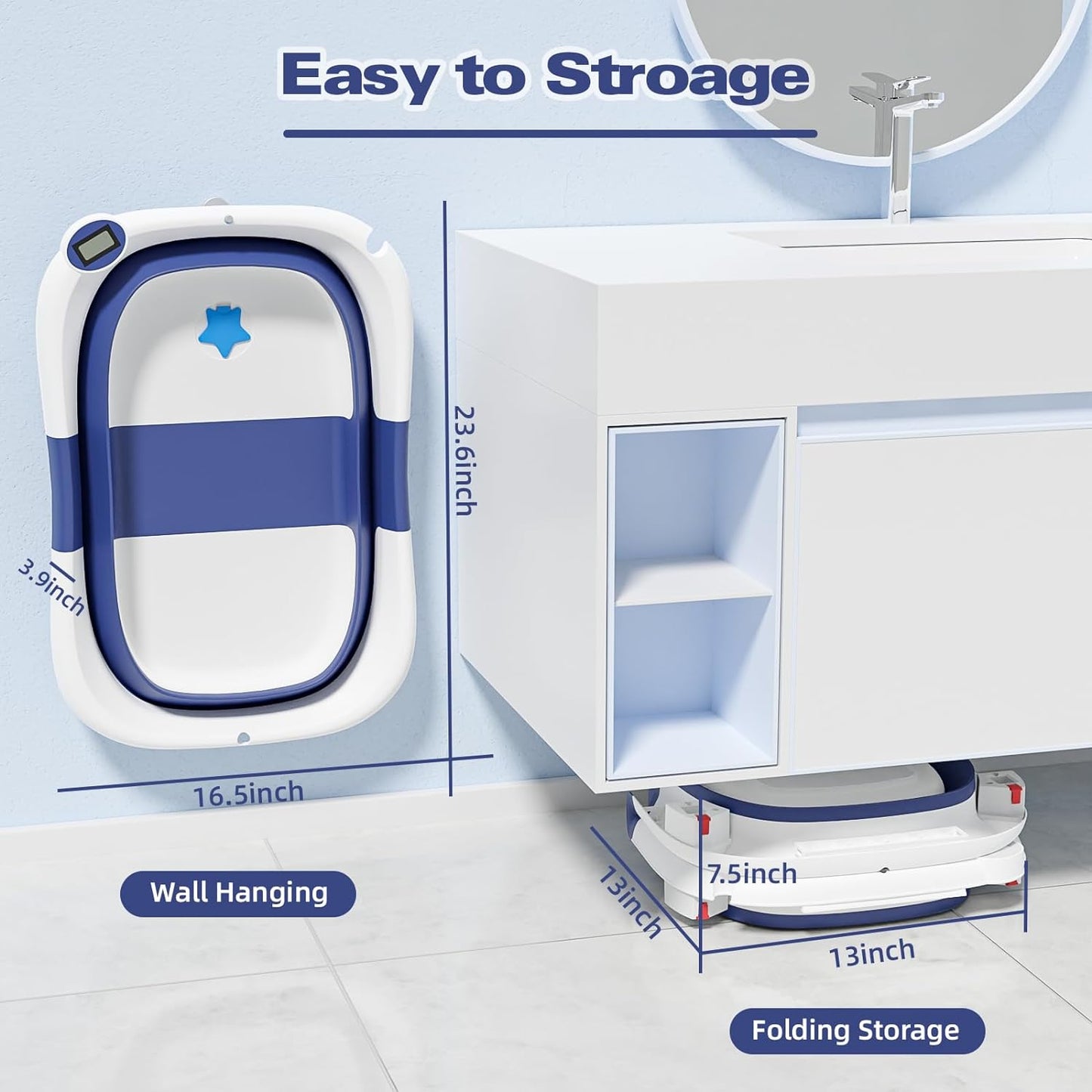 Royaleva Baby Bath Tub with Temperature Sensor and Foldable Design