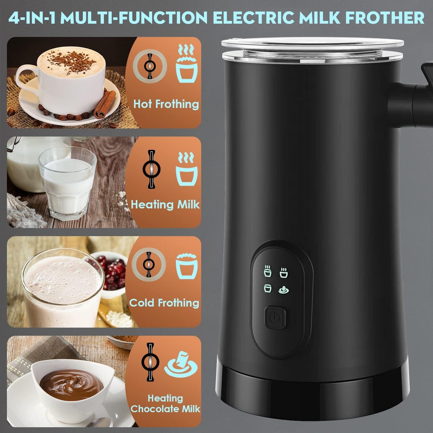 Royaleva Instant Electric Pot Milk Frother Steamer 4-in-1