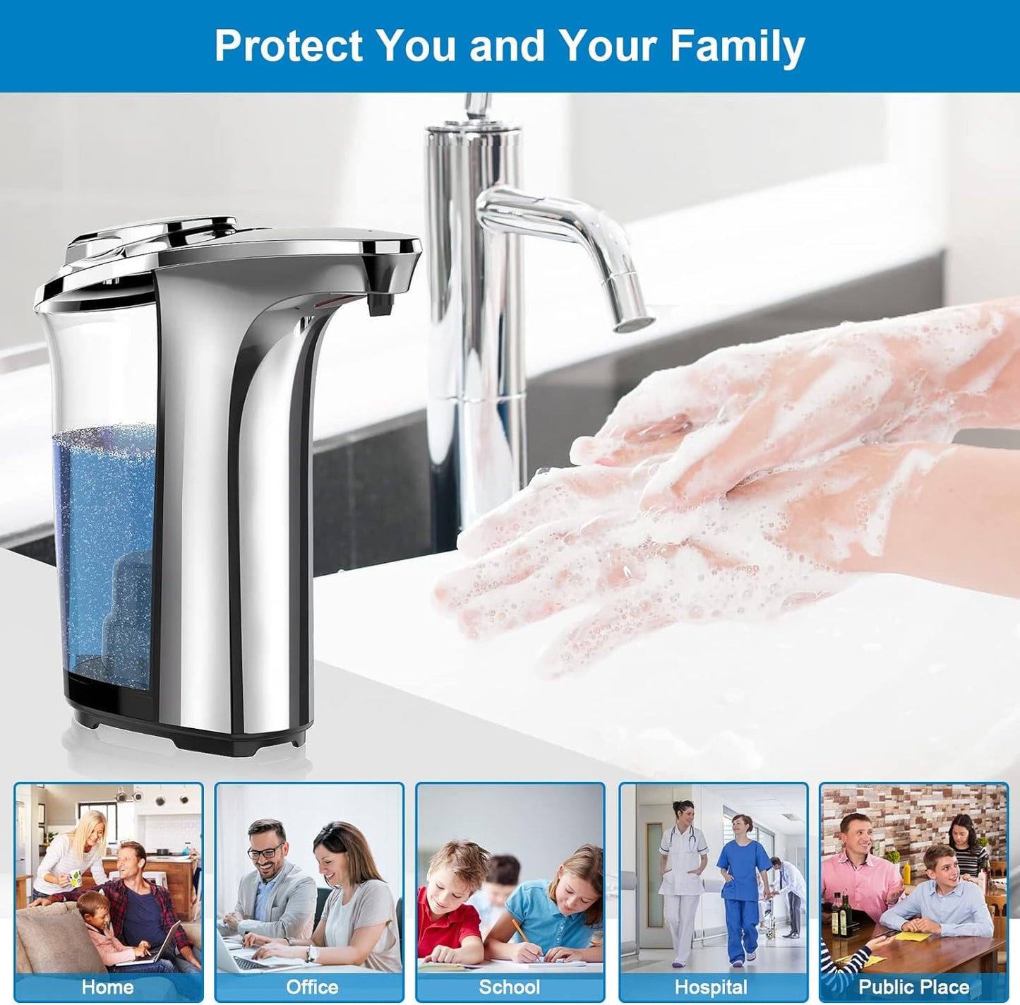 RoyaleGlow Automatic Touchless Dish Soap Dispenser For Kitchen And Bathroom