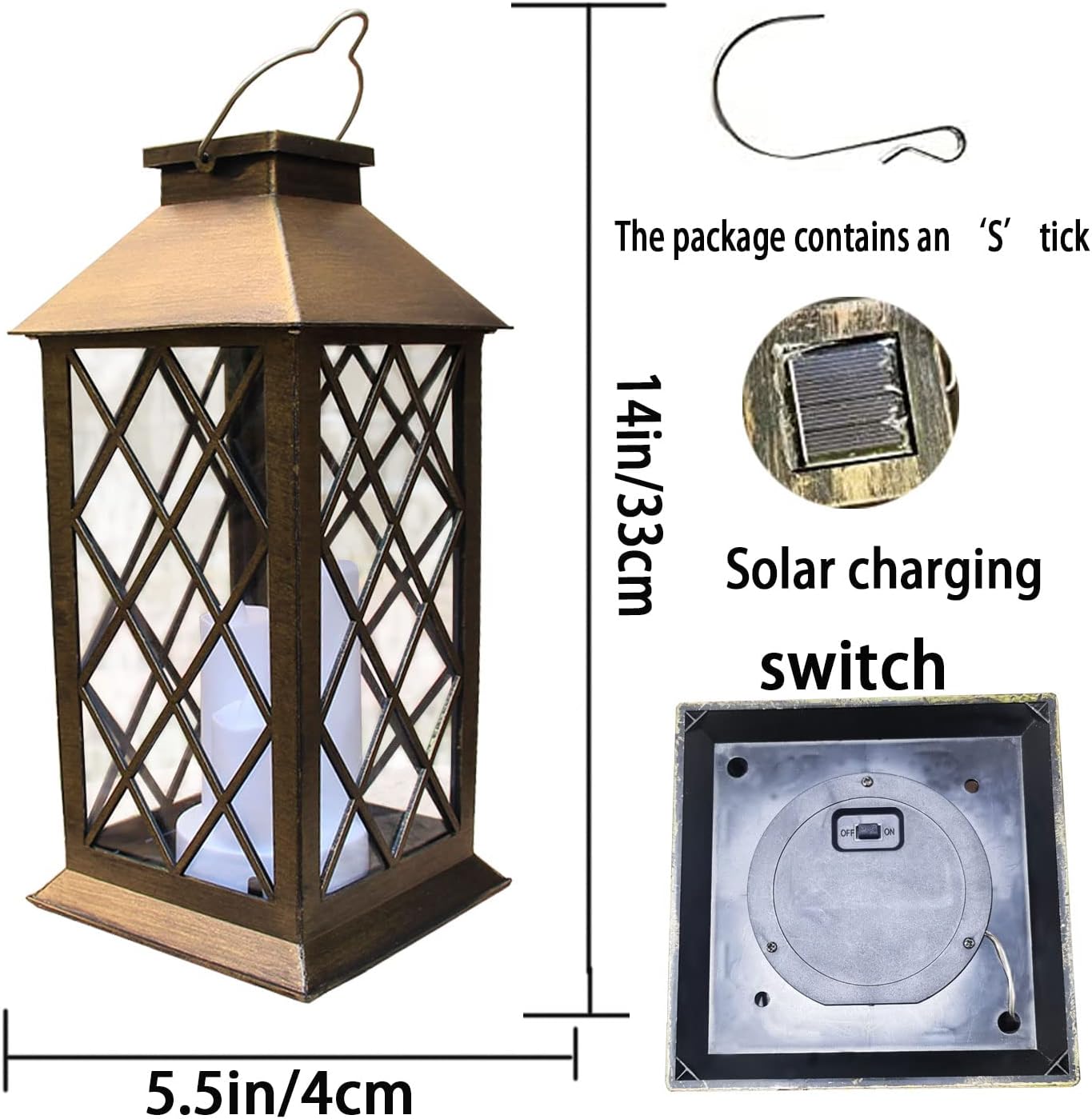 RoyaleGlow All Weather Garden Hanging Lantern - Solar Powered
