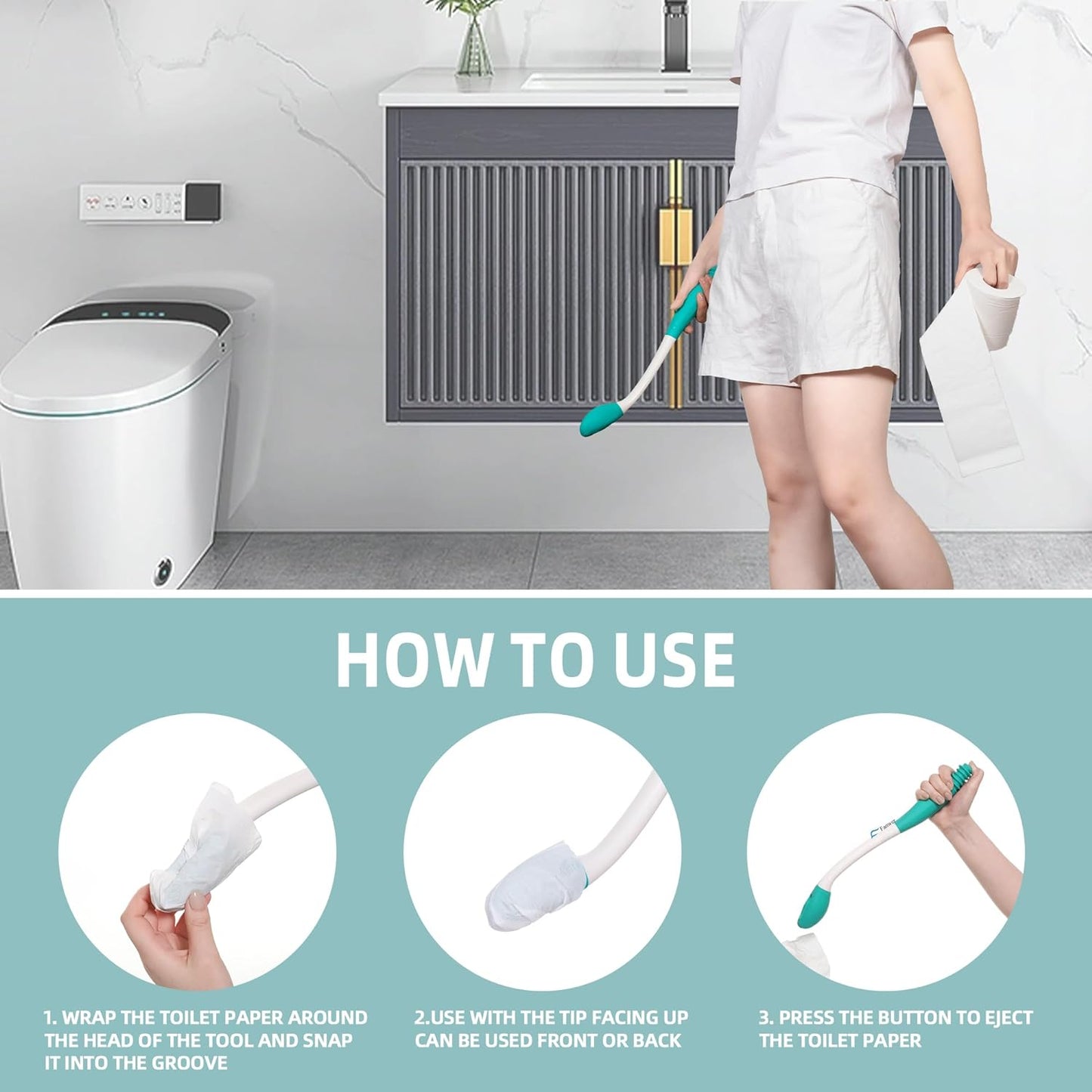 Royaleva 2pcs Toilet Aid For Wiping Long Reach Comfort Butt Wiper Tools