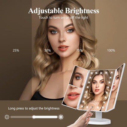 Luxora Tri-Fold Led Makeup Mirror With Light 2X 3X 10X
