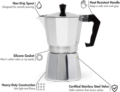Royaleva Classic Stovetop Espresso Maker Moka Pot for Brewing