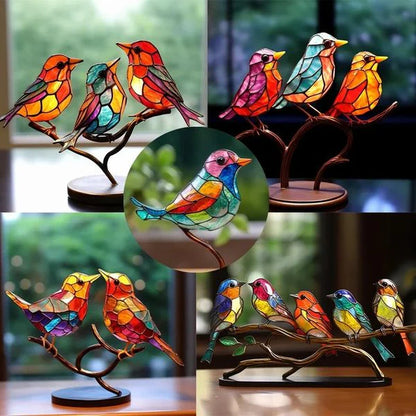 Luxora Colorful Birds on Branch Desktop Ornaments Decor