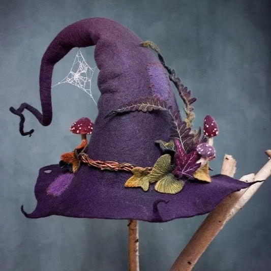 RoyaleGlow Halloween Party Felt Witch Hats for Adults