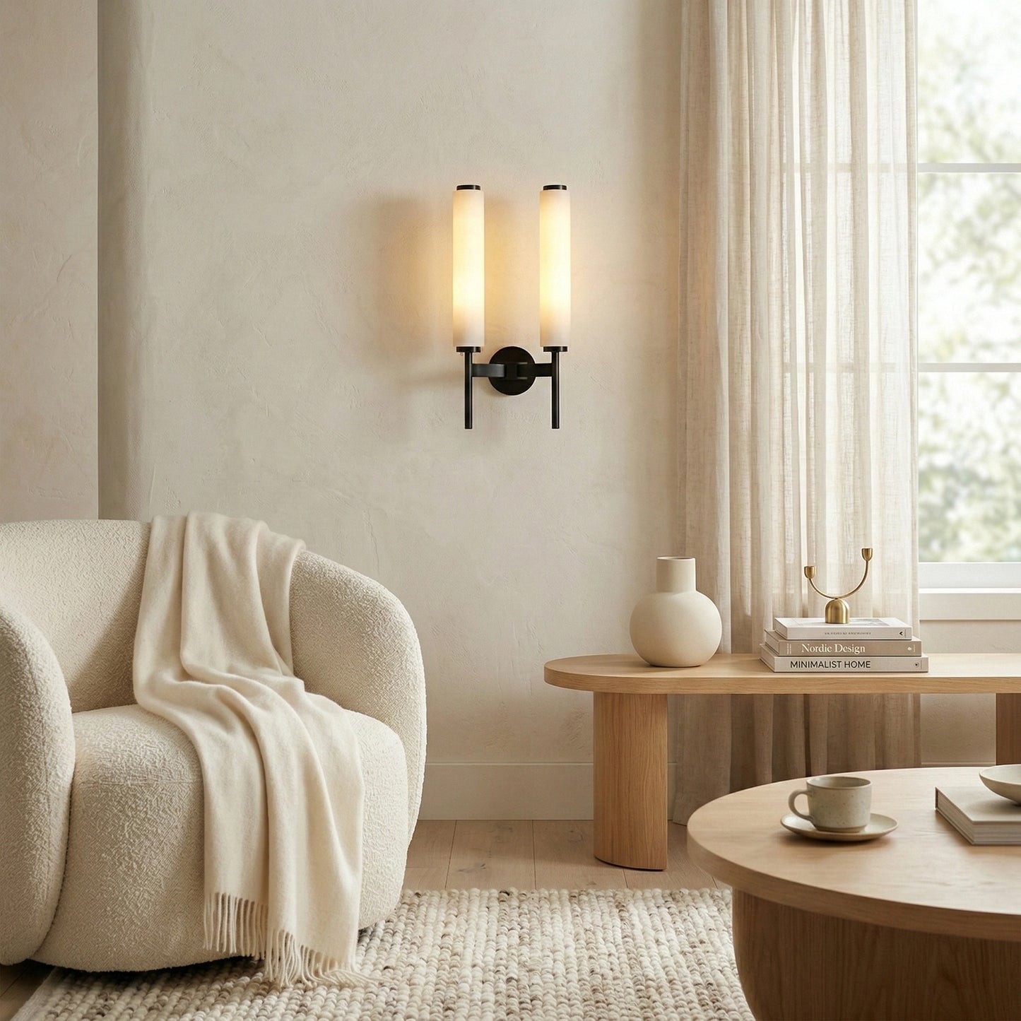 LuxRoyale Spanish Marble Wall Sconce - All Copper Minimalist Wall Light